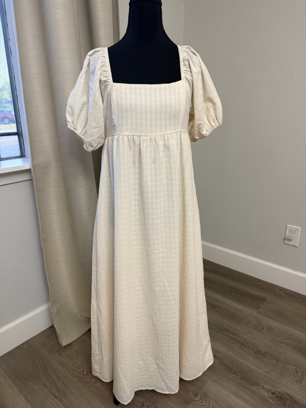 All Row Ivory Square-Neck Puff Sleeve Maxi Dress - Picture 2 of 9